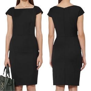 REISS Huxley Tailored Dress Black Wool Blend Cap Sleeve Square Neck Women’s Sz 4